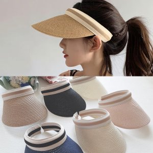 여성 여름 자외선 차단 선캡 밀짚 라탄 썬캡 모자